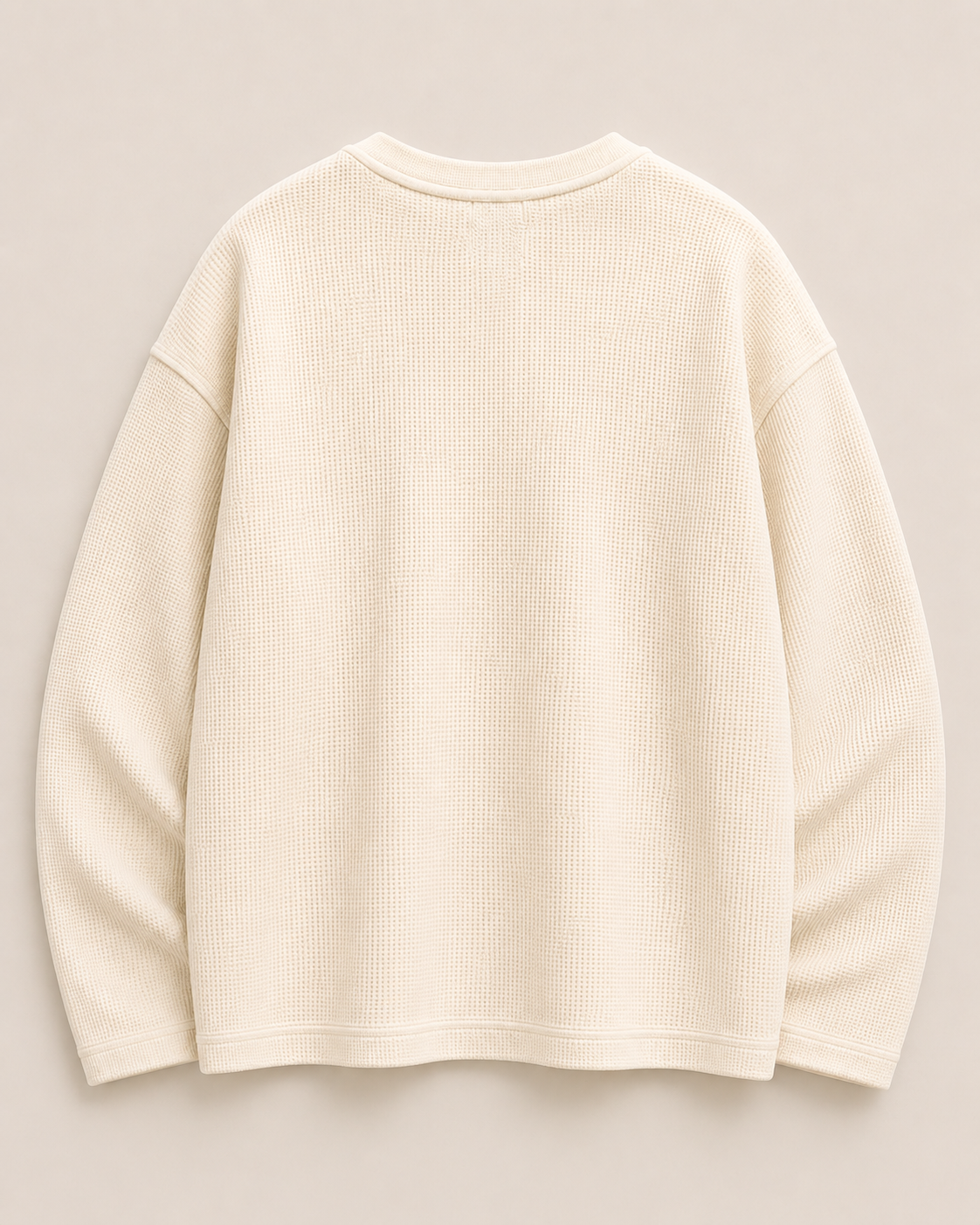 Lace-Up Waffle Henley - Oversized Fit