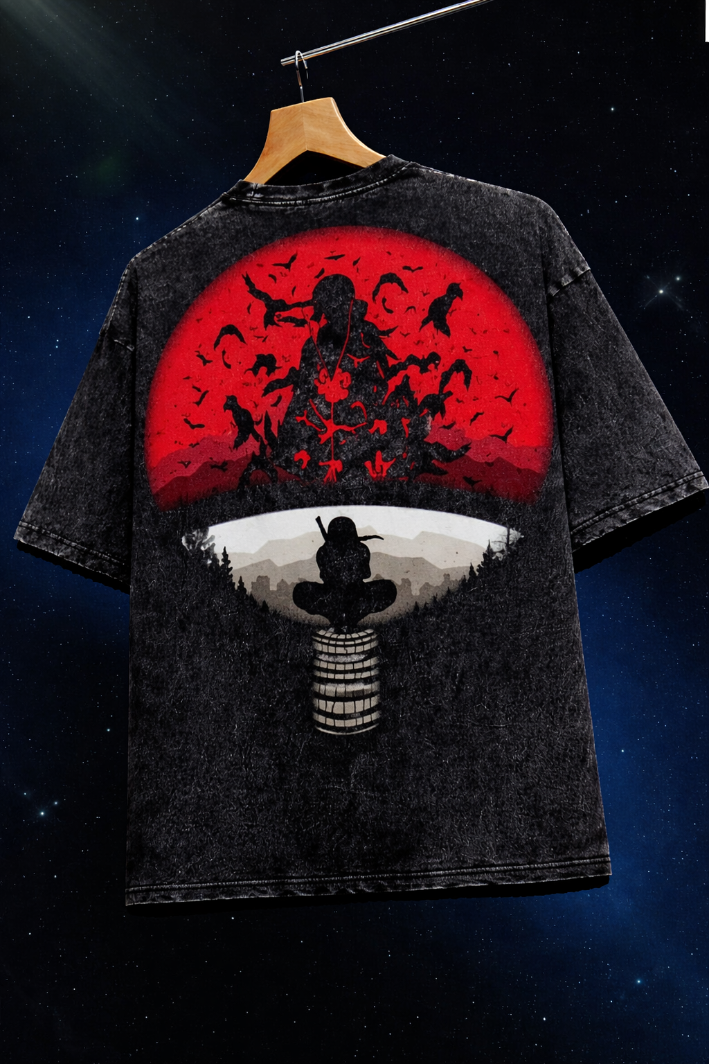 Itachi Uchiha Acid-washed Oversized T-Shirt