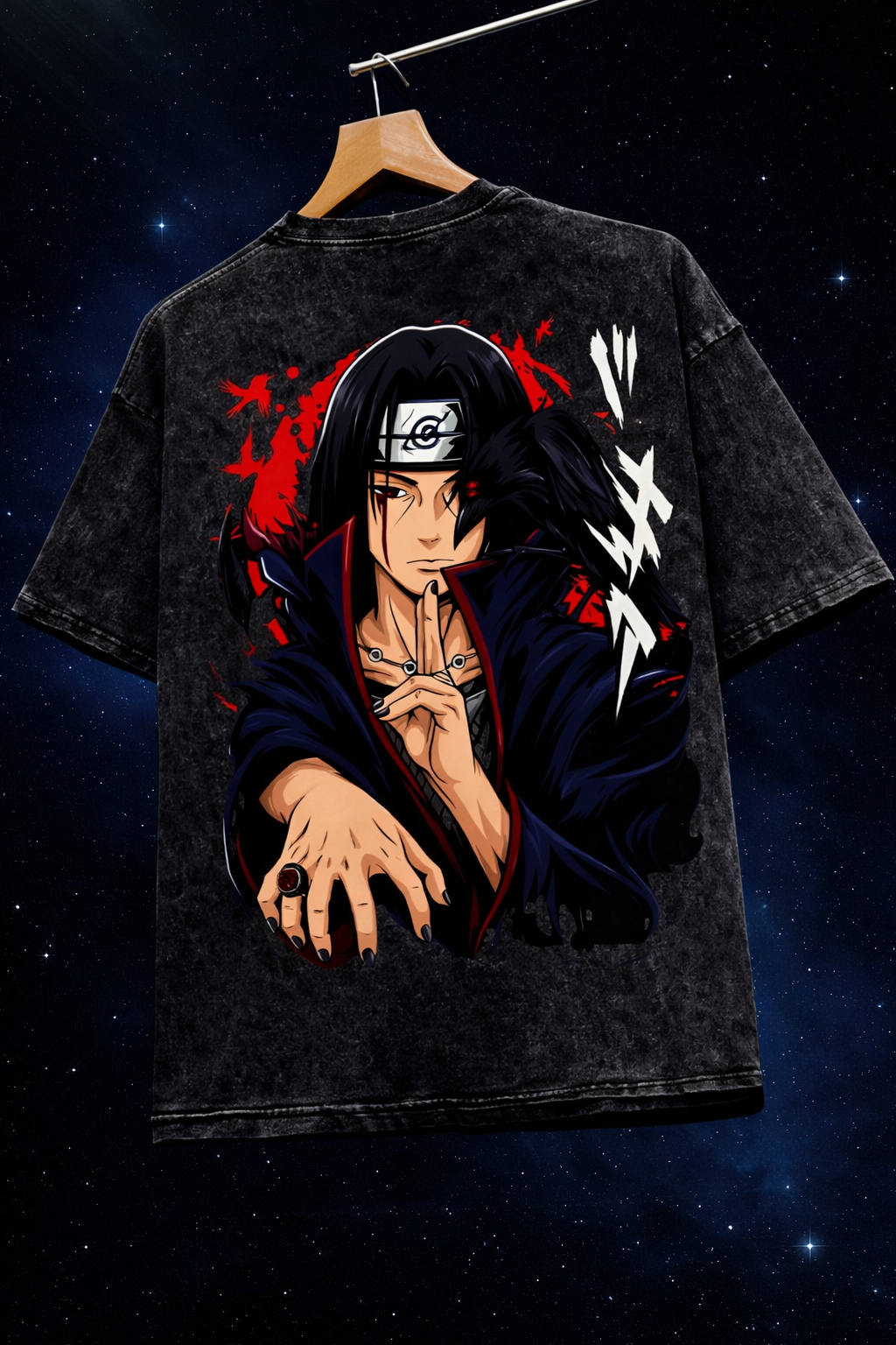 Itachi Acid-washed Oversized T-Shirt
