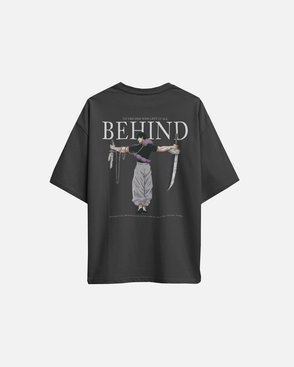 BEHIND Anime Oversized T-Shirt – Front & Back Graphic | French Terry Cotton