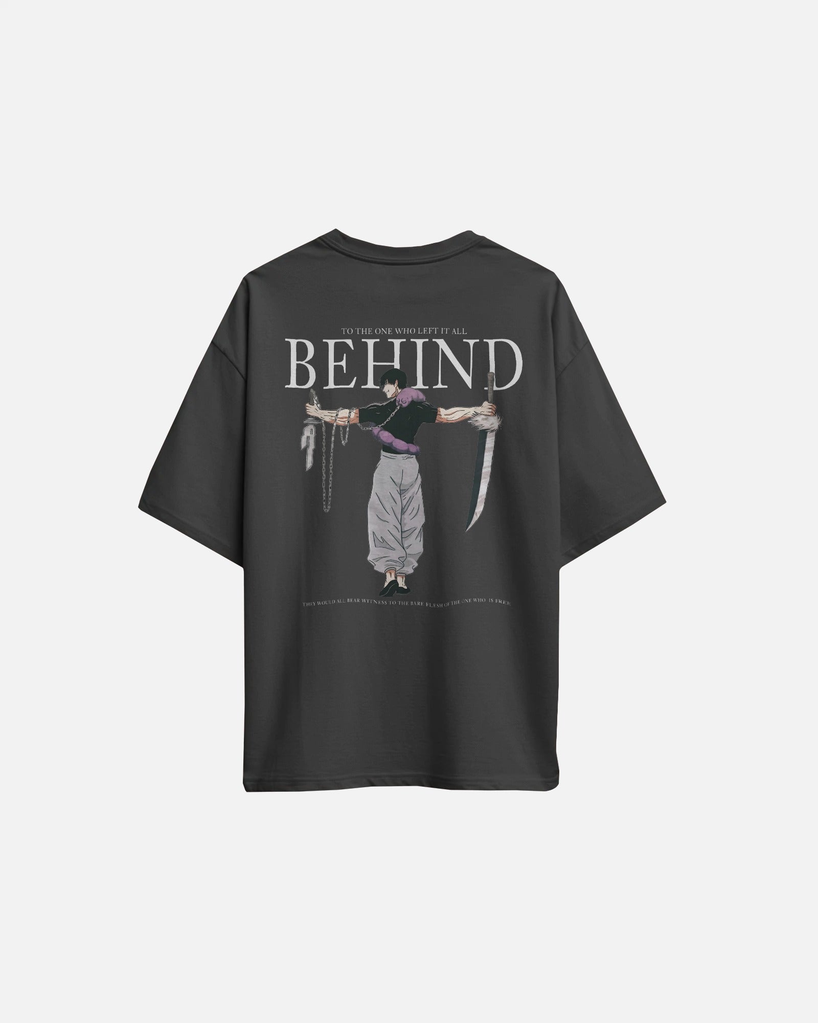 BEHIND Anime Oversized T-Shirt – Front & Back Graphic | French Terry Cotton